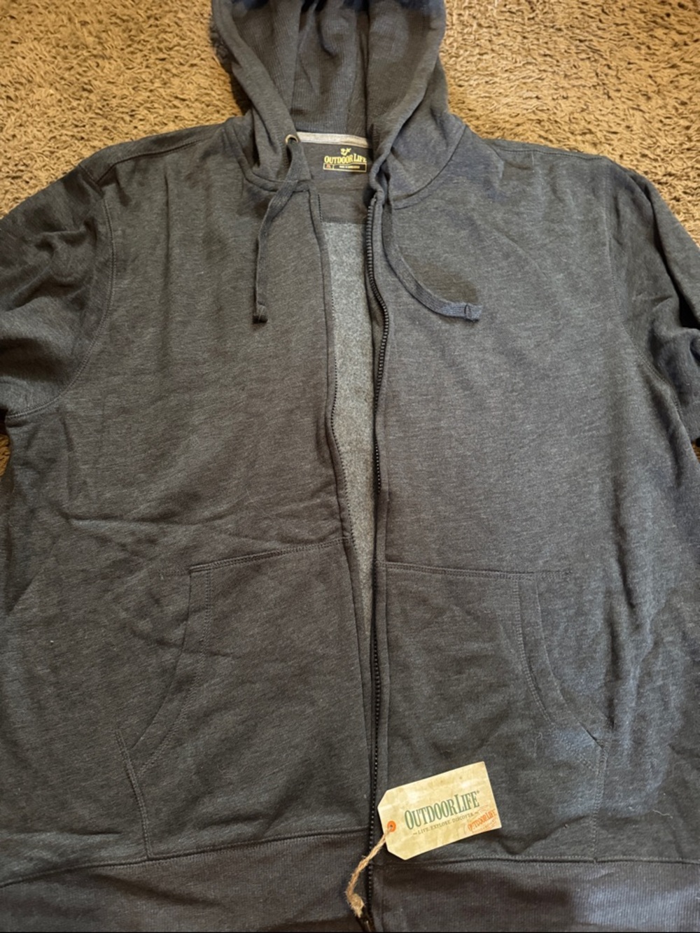 Outdoor Life Men's Dark Gray Zip-Up Hoodie Sweater